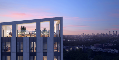 Skyline as seen from 1515 Commonwealth Avenue, a residential development in Brighton, MA.